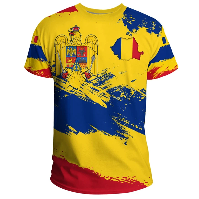 Romania Flag Graphic T Shirt f - Summer Clothing Wholesale ulasan dan harga
